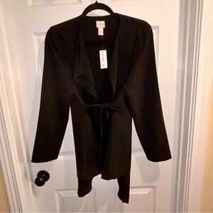 Chicos Front Tie Drape Jacket Wrap Office Dressy Black Size 0 New With Tags